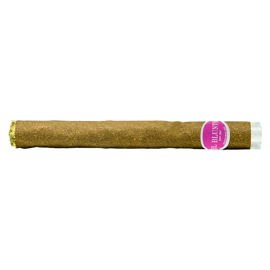 A hand-rolled pre-roll joint with a diamond infused texture, displayed against a white background with a visible pink label on the end.