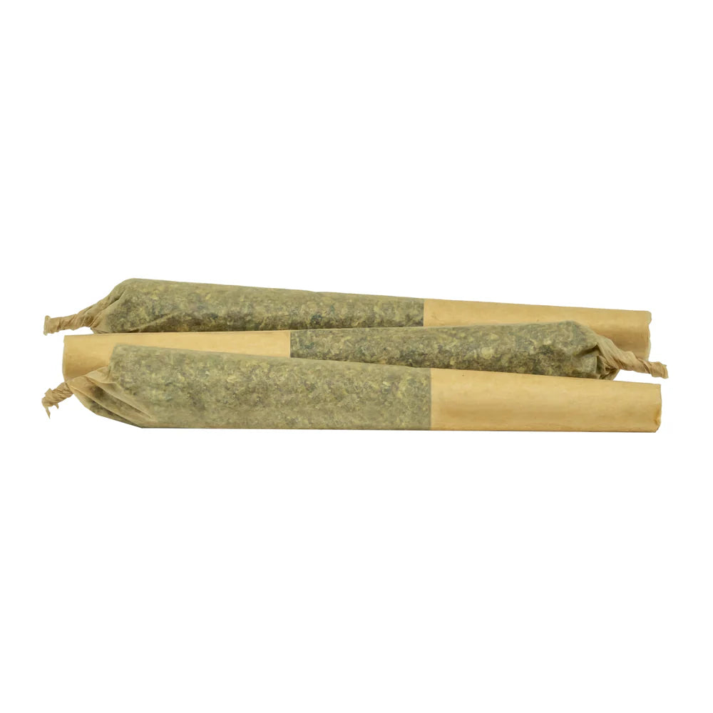 This image displays a pack of two pre-rolled joints named Doja Ultra Sour, each containing 0.5 grams of a high THC, sativa-dominant strain.