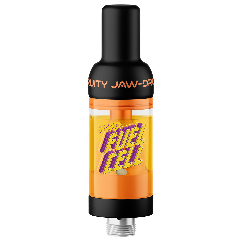 Vape device with 'Guilty Jaw-Drop' branding on an orange and black background