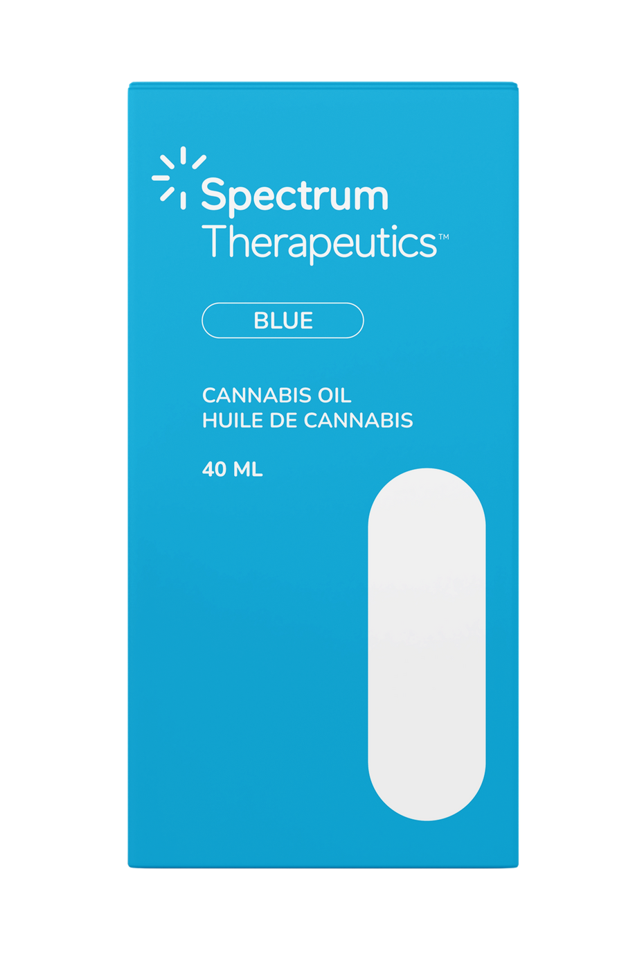 Spectrum Therapeutics cannabis oil packaging with blue background