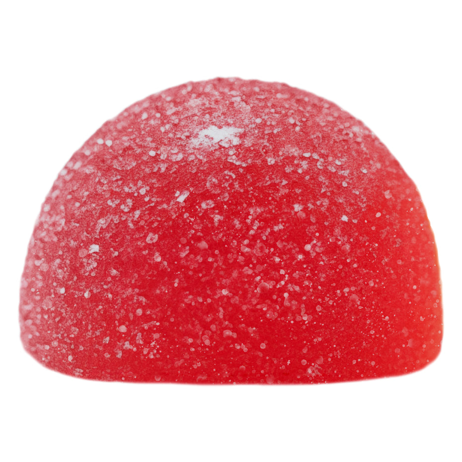 Red textured object on a white background