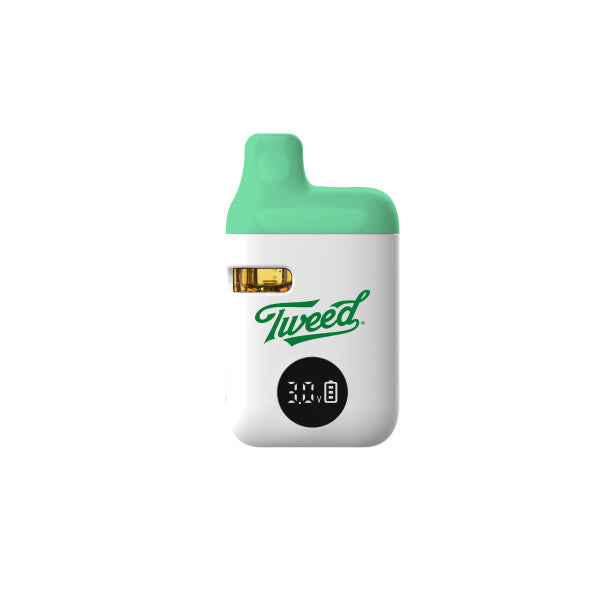 Vape device with 'Tweed' branding on a white background