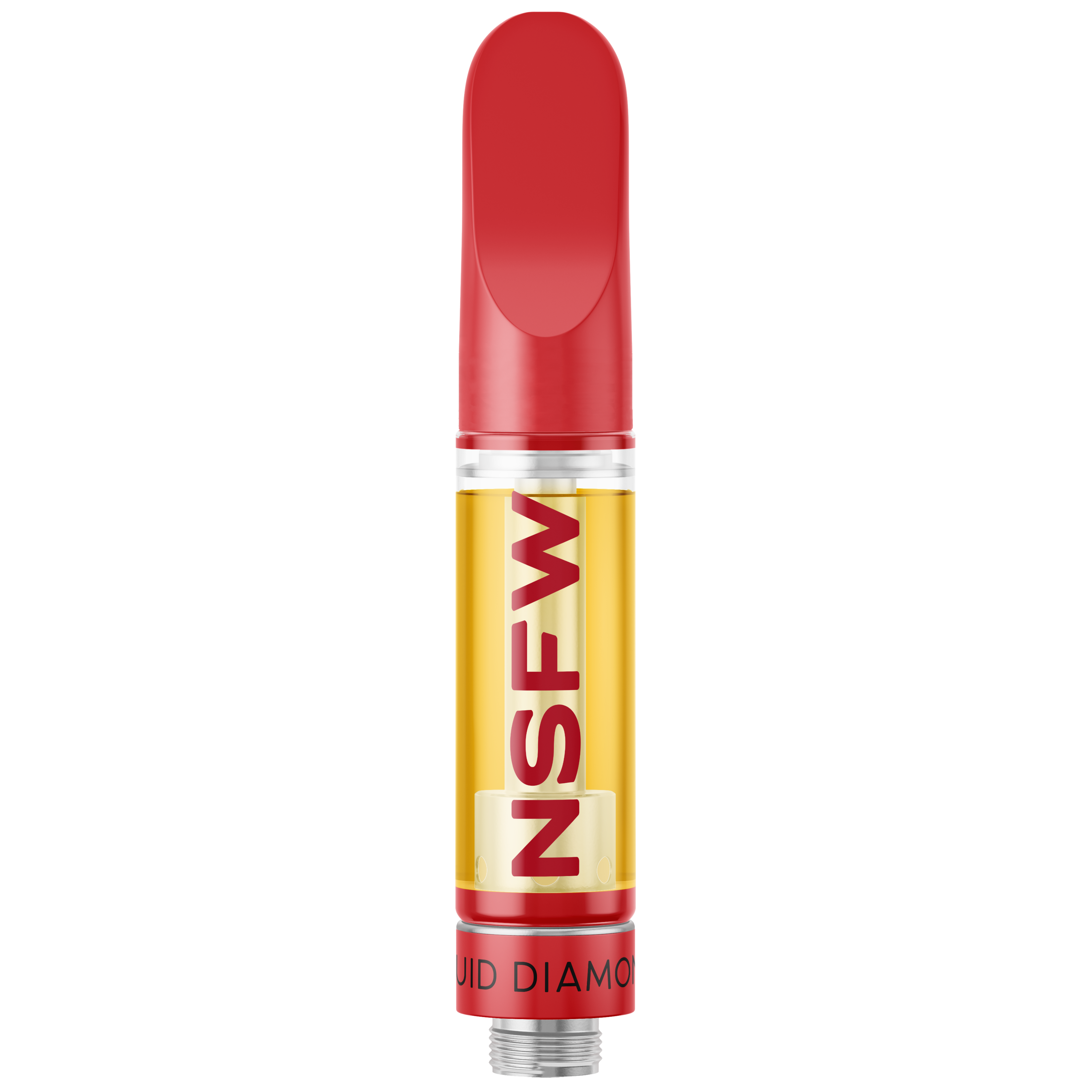 Red and yellow vape pen with 'NSFW' text on a white background