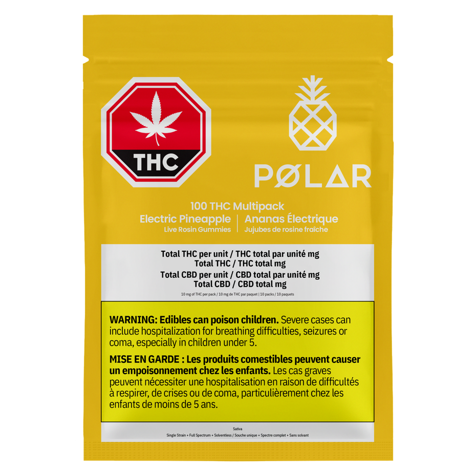 package of POLAR Electric Pineapple Live Rosin Gummy