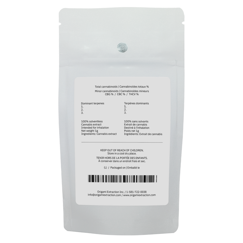 Polar wedding cake Live Hash Rosin Concentrate packaging rear label