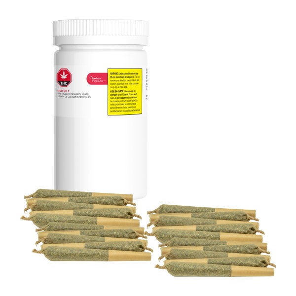 Jar of pre-rolled joints with a white lid on a white background