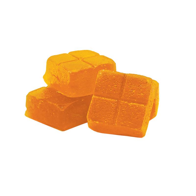 Three orange square-shaped blocks on a white background