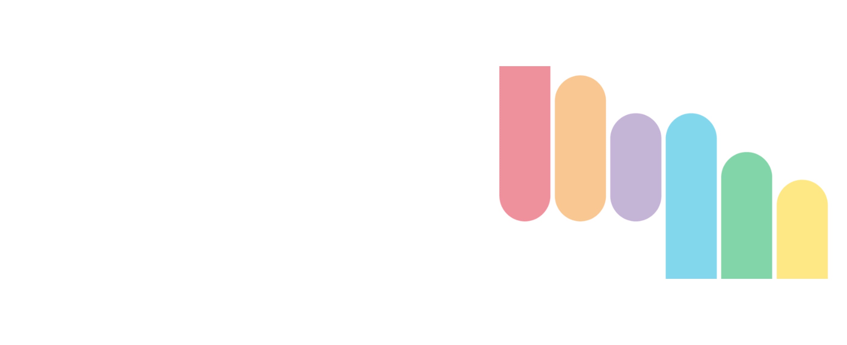 A series of five pastel-colored, rounded rectangular shapes arranged in descending height from left to right, representing Spectrum Colours