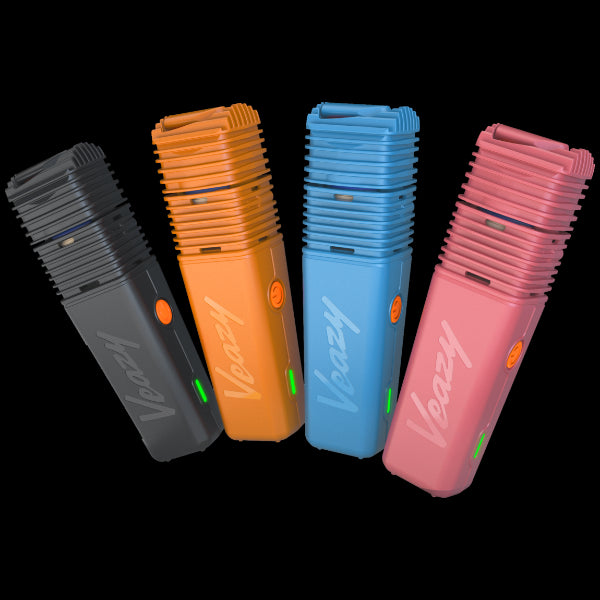 Four colorful Vape devices stacked on a white background