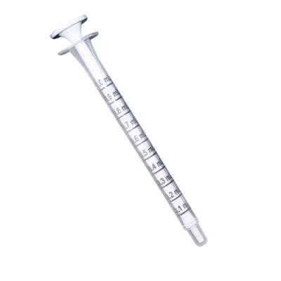 A single syringe with measurement markings, presumably for dispensing oil.