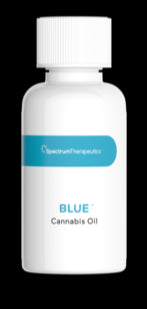 A bottle of Blue cannabis oil from Spectrum Therapeutics.