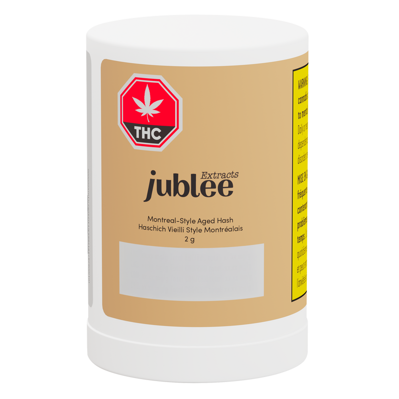 Jar of jublee THC extracts with a white label on a white background