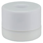 White cylindrical container with a lid on a white background