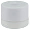 White cylindrical container with a lid on a white background