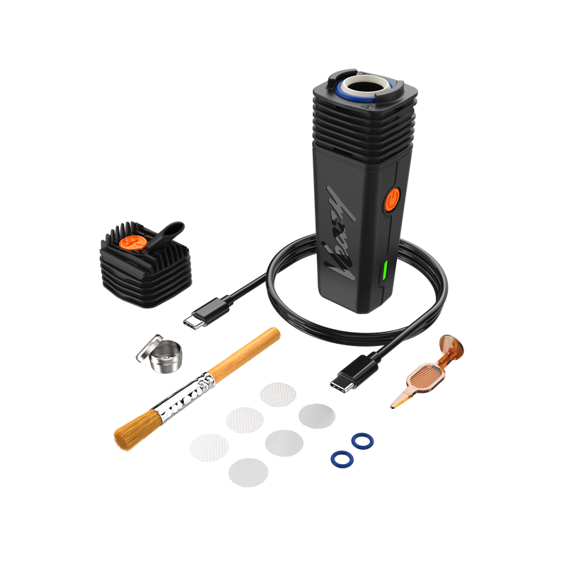 Vape device with accessories on a white background