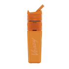 Orange Veezy product with a straw on a white background