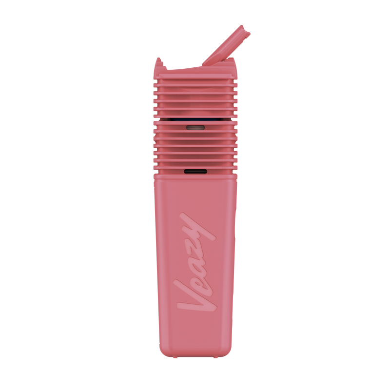 Pink Veezy device with a straw on a white background