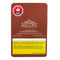 A brown rectangular package card for balcony premium edibles, featuring a red THC warning seal at the top left, white branding text, and a yellow warning panel at the bottom, shown on a plain white background.