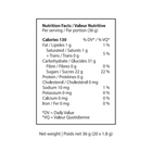 Nutrition facts label for a food product on a white background