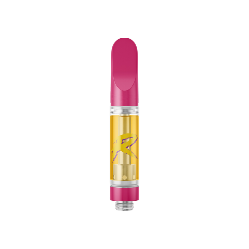 Vape pen with pink top and bottom on a white background