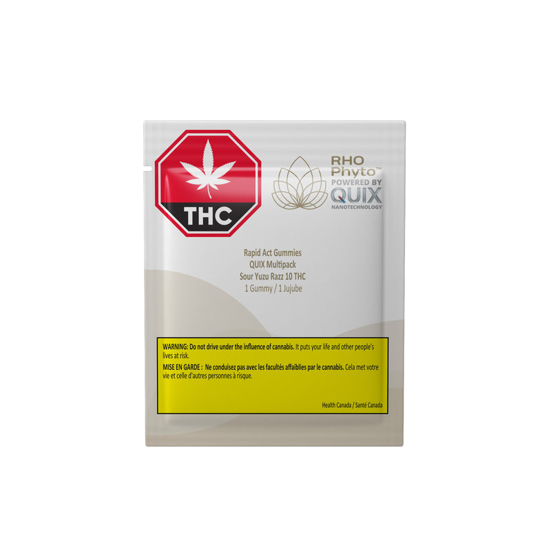 A single packet of RHO PHOTOSYNTHETIC QUIX THC Rapid Act Gummies, containing 5 gummies, shown on a plain white background.
