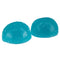 Two teal-colored gummies on a white background