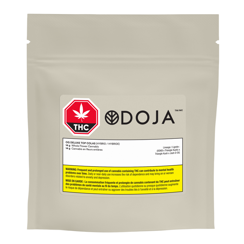 beige packaging of DOJA OG Deluxe Top Colas