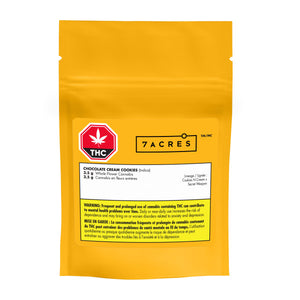 Yellow package of '7 Acres' chocolate cream cookies whole flower