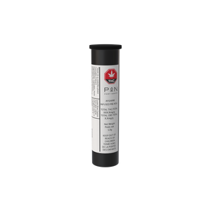 Black and white container with a label 