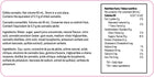 Product label with nutritional facts and ingredients on a white background