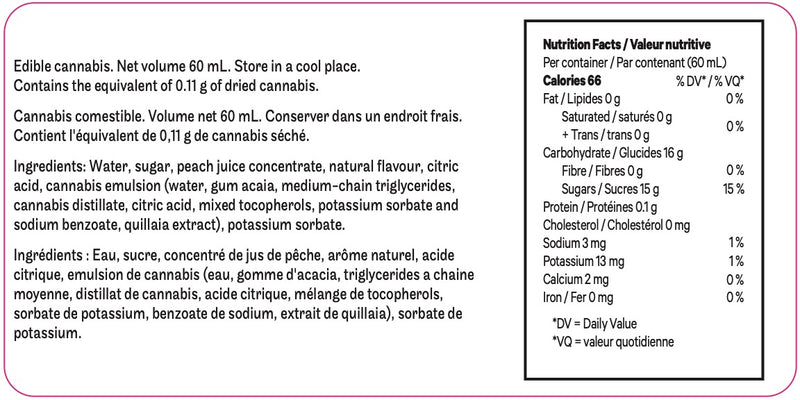 Product label with nutritional facts and ingredients on a white background