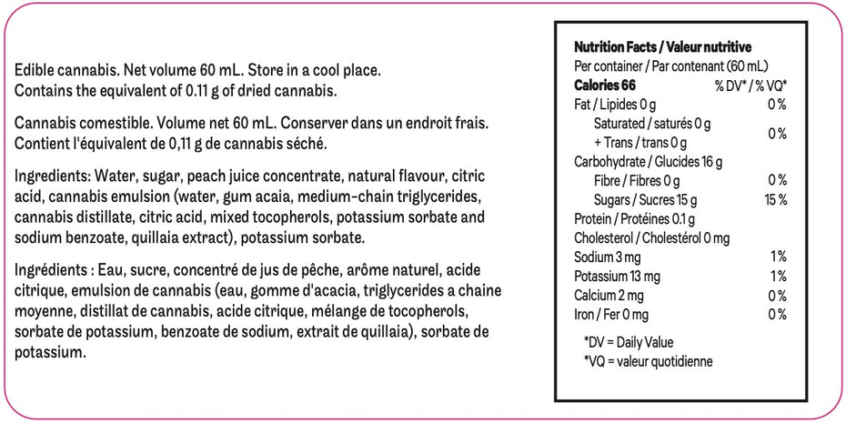 Product label with nutritional facts and ingredients on a white background