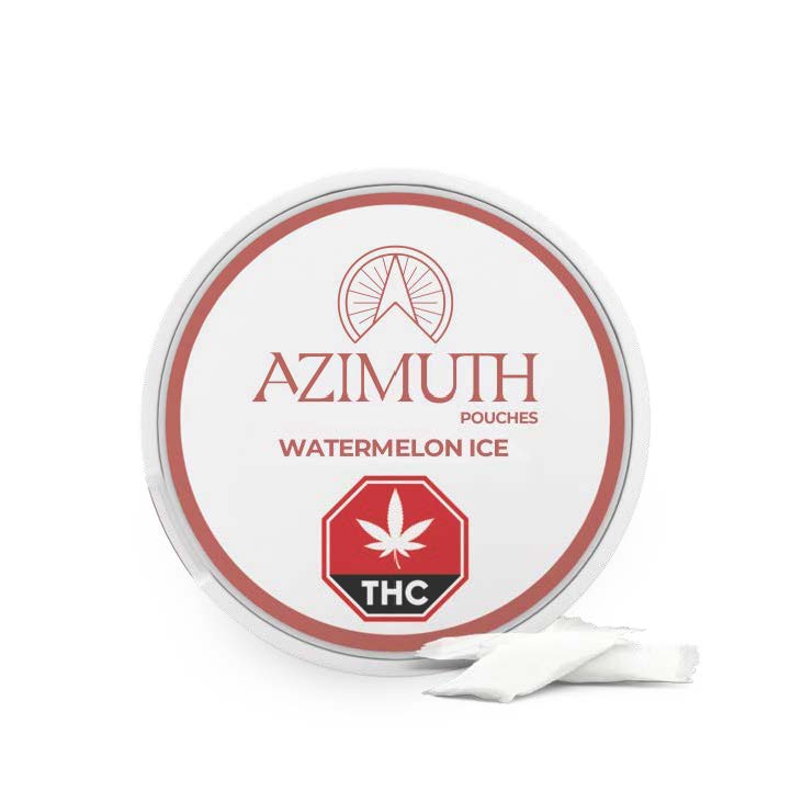 Azimuth pouches container with watermelon ice flavor on a white background