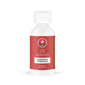 Bottle with a red label featuring the brand 'Azimuth' on a white background