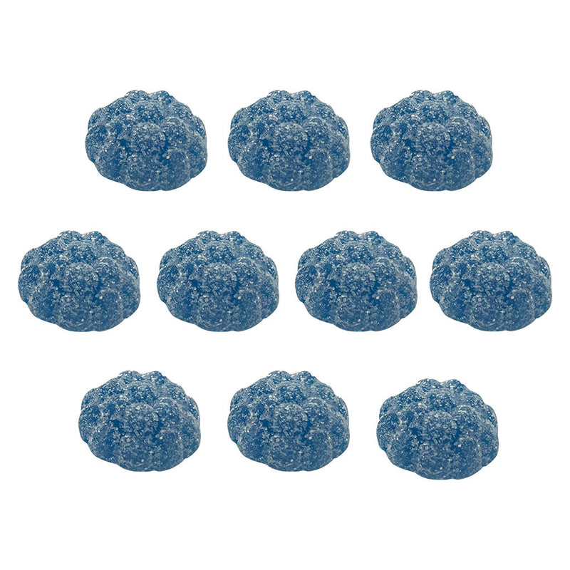 Lite Label Low Blue Raspberry Gummies with several blue raspberry flavored gummies