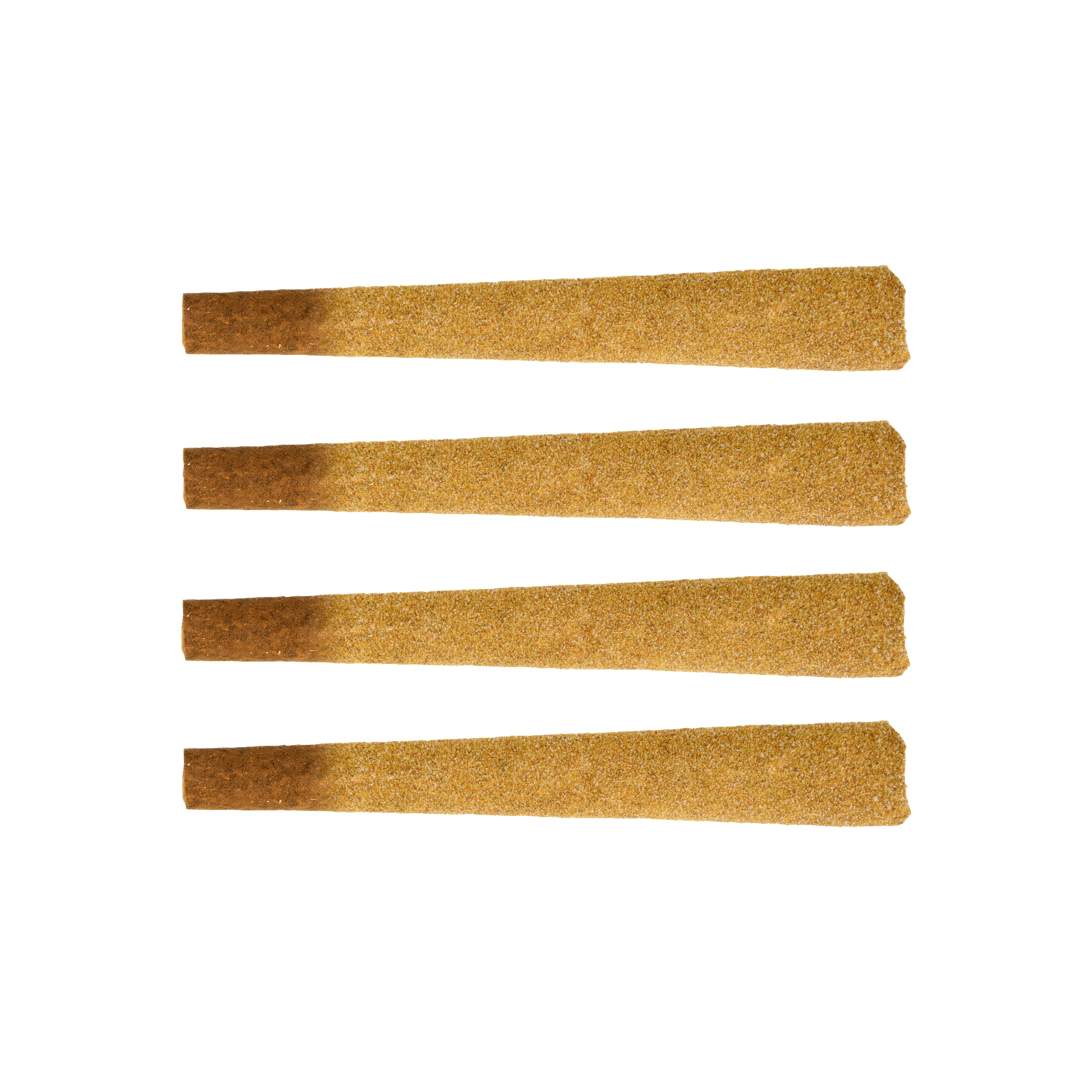Four gold-colored strips on a white background