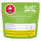 Green packaging of Blist THC gummies with branding and product details.