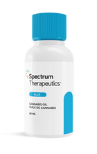 Spectrum Therapeutics cannabis oil bottle with blue cap on a white background