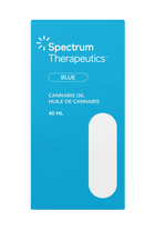 Spectrum Therapeutics cannabis oil packaging with blue background