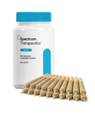 Spectrum Therapeutics pre-rolled cannabis joints with packaging on a white background