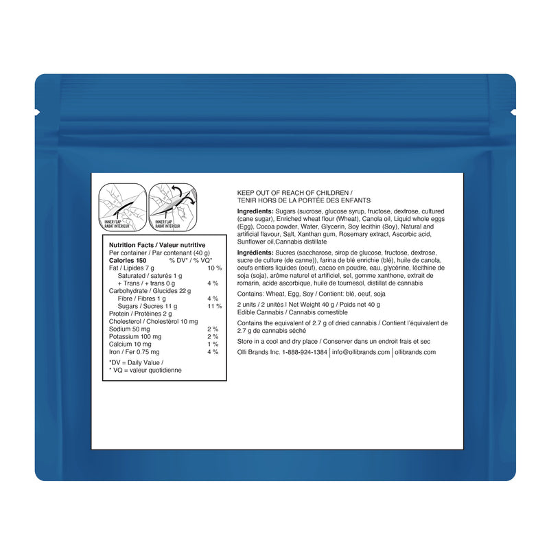 Blue packaging with nutritional information and ingredients on a white background
