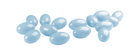 Light blue capsules on a white background