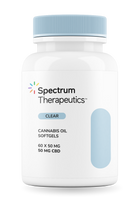 Spectrum Therapeutics cannabis oil softgels bottle on a white background