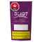 A purple stand-up pouch of BLAST Double Dip live rosin coffee infused pre-roll with a THC warning label at the top, on a white background.