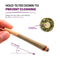 Instructional graphic showing a hand holding a cannabis joint at a tilted angle to demonstrate how to prevent clogging. Includes text explaining that the live rosin core flows for a smoother burn, a circular inset labeled 'LIVE ROSIN INFUSEDCORE,' and a 45-degree tilt diagram.