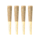 Four wooden incense sticks with sandalwood chips on a white background