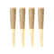 Four wooden incense sticks with sandalwood chips on a white background