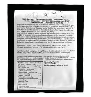 Product label with text and nutritional information on a white background