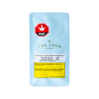A light blue pouch of 'The Loud Plug' Exotic Gas 9K disposable vape, featuring a red hexagonal THC logo and a yellow warning label on a white background.
