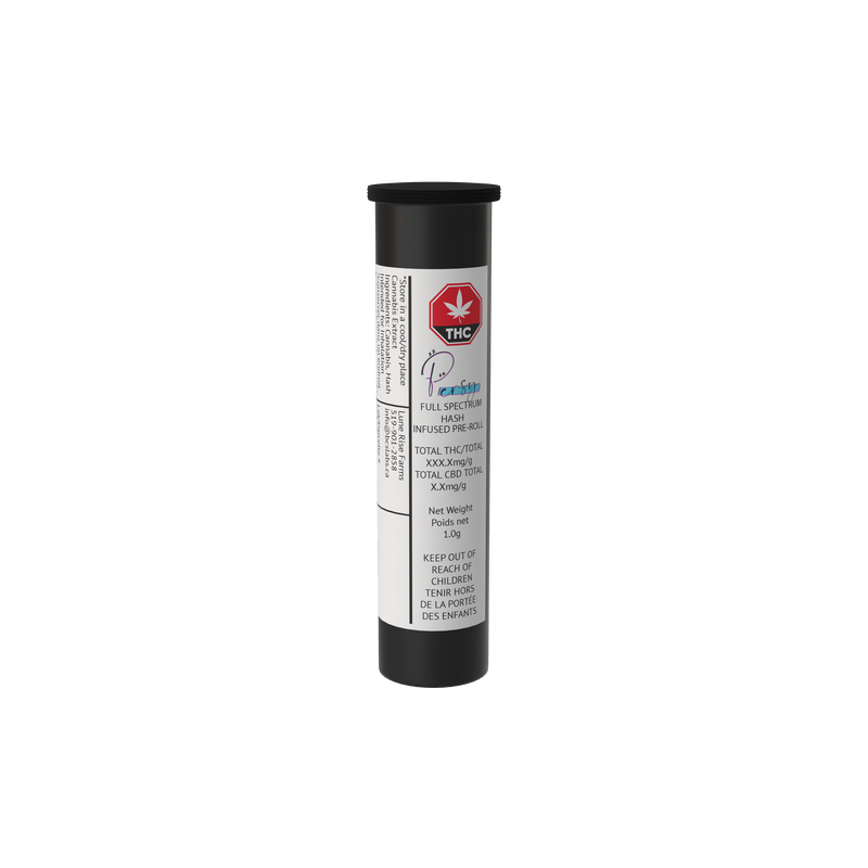 Cannabis product packaging with label on a white background